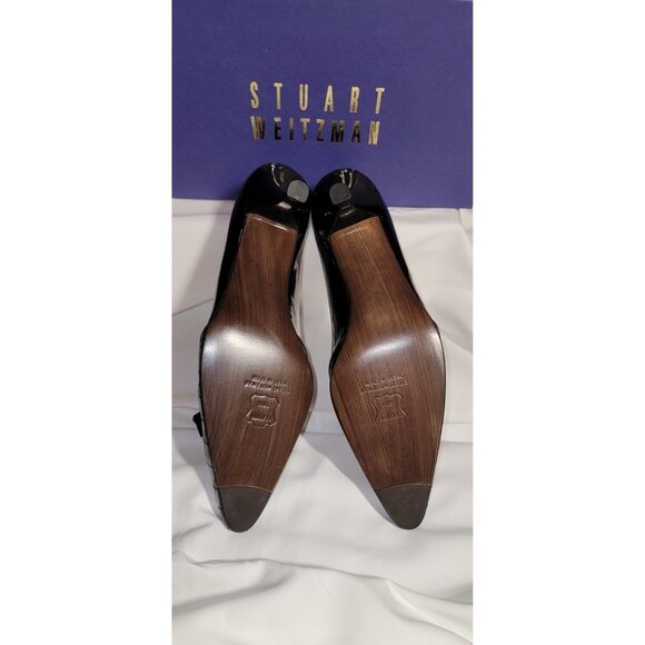 Stuart Weitzman Bow Black Soft Patent Leather Pumps Size 8N Stunning!!! $315 New - Picture 4 of 12